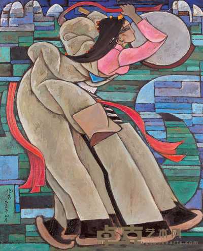 李化吉 2002年作 西藏鼓舞系列第五 72×60cm